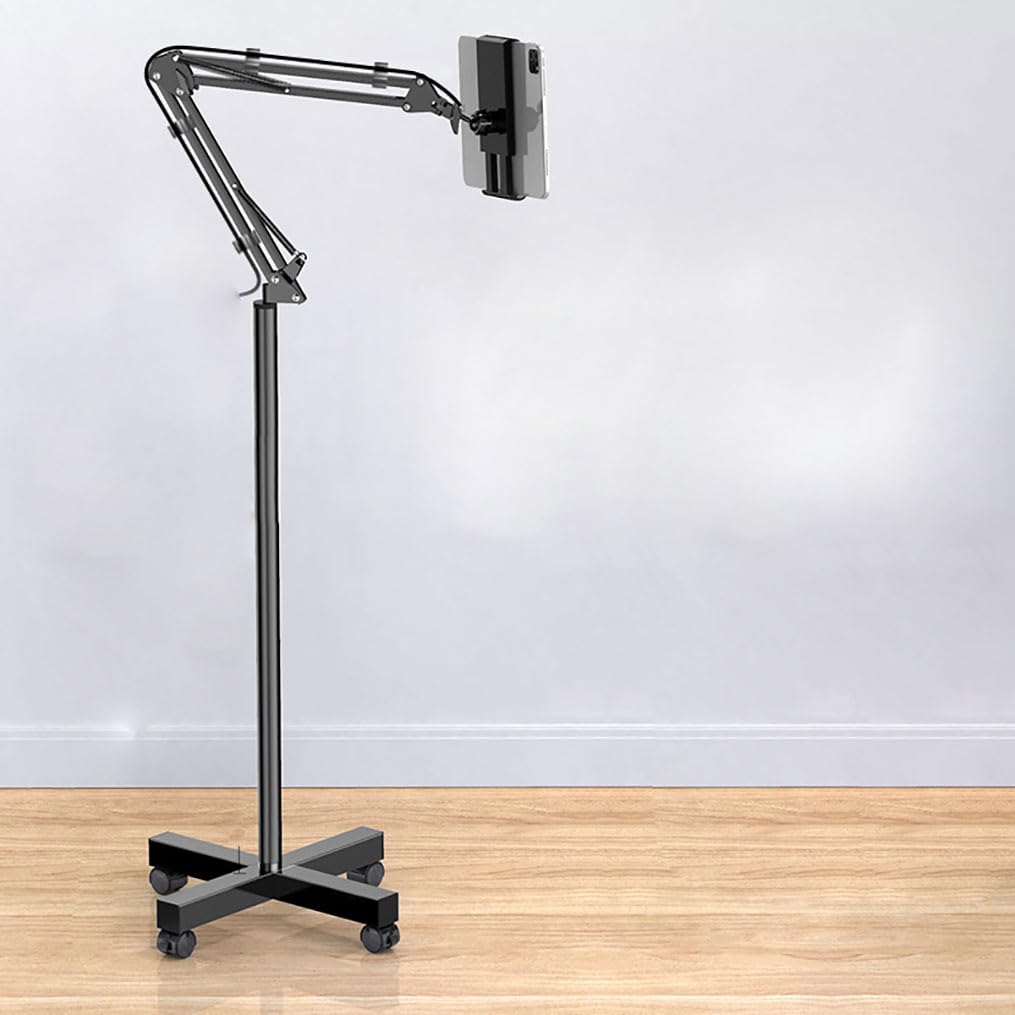 Soporte de piso ajustable para tableta, soporte mecánico de brazo largo con rotación de 360°, compatible con dispositivos de 3.5 a 11 pulgadas, ideal para uso doméstico y de oficina