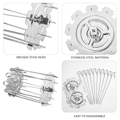 10 brochettes rotatives inox pour four et BBQ