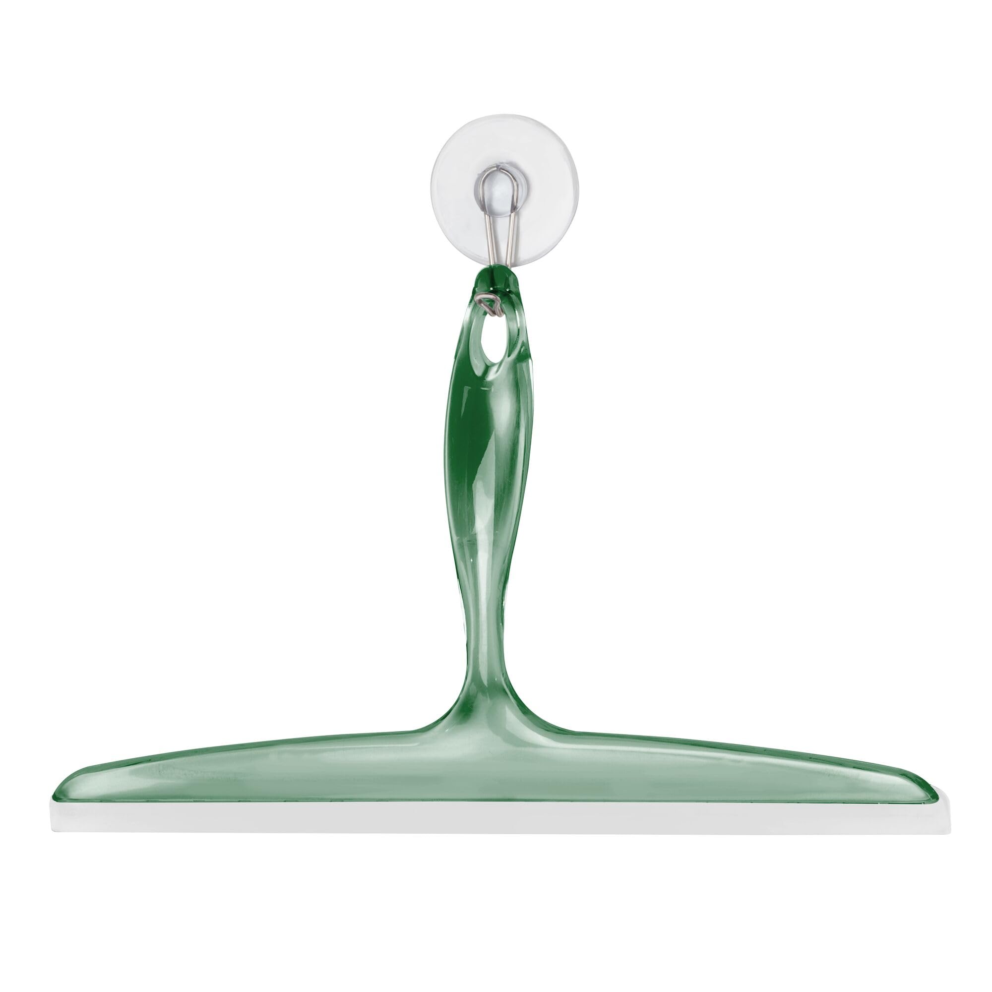 iDesign Bathroom Plastic Shower Wall Hook Clara Squeegee, Clear/Green