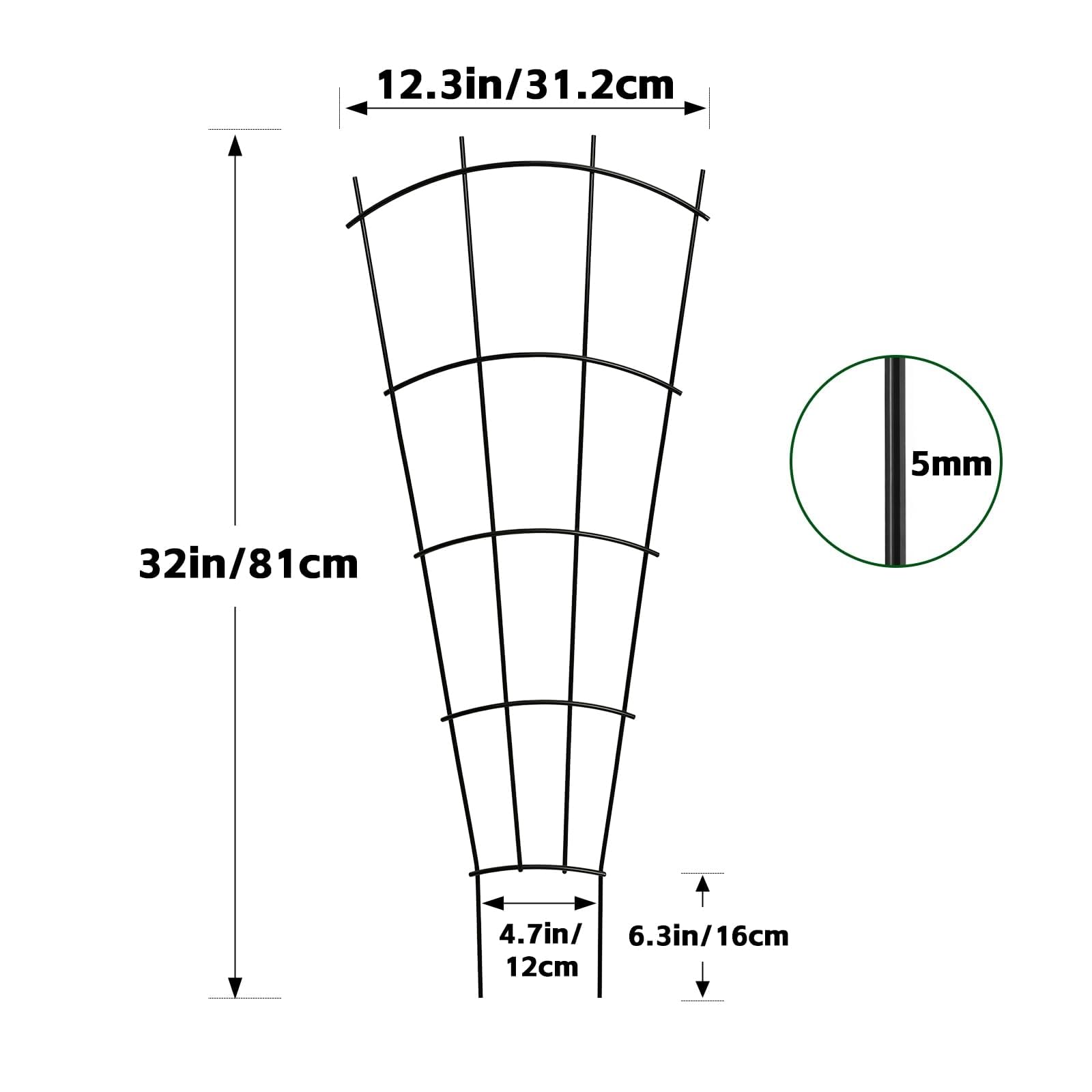 Thealyn Rankgitter Metall 4er Set, 81,5 x 31 cm, Rankhilfe für Kletterpflanzen und Topfpflanzen, Pflanzenspalier für Zimmerpflanzen, Balkon, Garten und Hochbeet, Schwarz