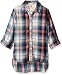 Speechless Big Girls' Rayon Yd Plaid Roll Tab Top