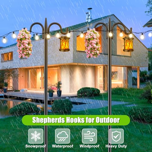 Gtongoko Bird Feeder Pole for Outdoors Heavy Duty, 92 Inch Double Shepherds Hook with 5-Prong Stable Base, 3/4 Inch Thick Hummingbird Feeder Stand for Hanging Plants, Lanterns, 1 Pack by Gtongoko - Used condition - Image 4