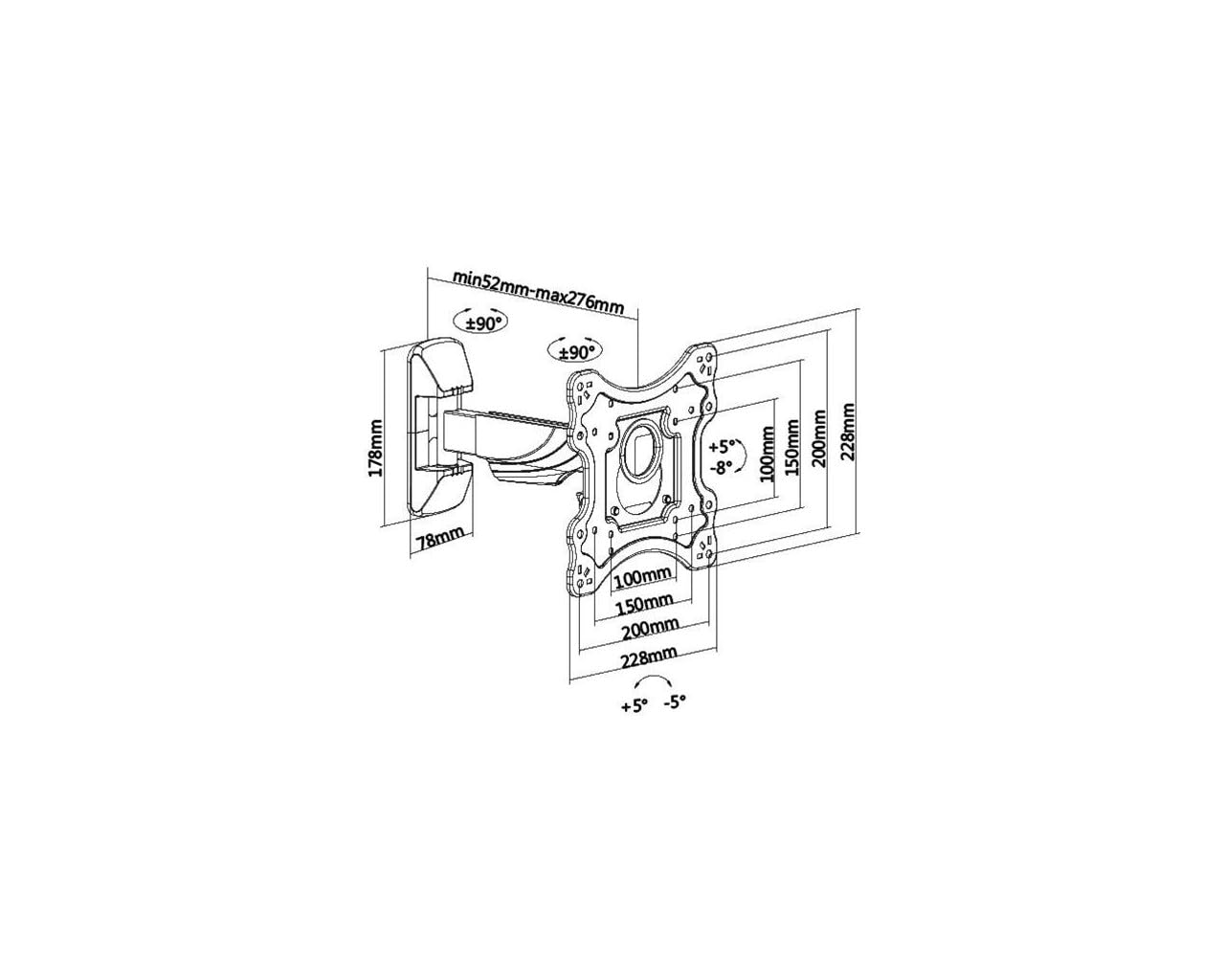 Mb geroa soporte de pared inclinable/giratorio para pantalla de 23" a 42" h2342-2a