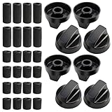 Universal Cooker Knobs Replacement Hob Knobs Universal Black Control Switch Knob 8 Pcs Control Knob with 24 Accessories Heatproof Controls Dials for Cookers, Kitchen Stoves, Ovens, Thermostats