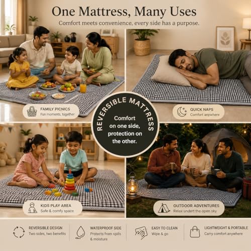 Image of Sleepy Bunny Foldable Mattress for Floor Sleeping | Floor Bed Mattresses | Folding Mattress for Home, Guests & Camping (3 x 6 Ft)