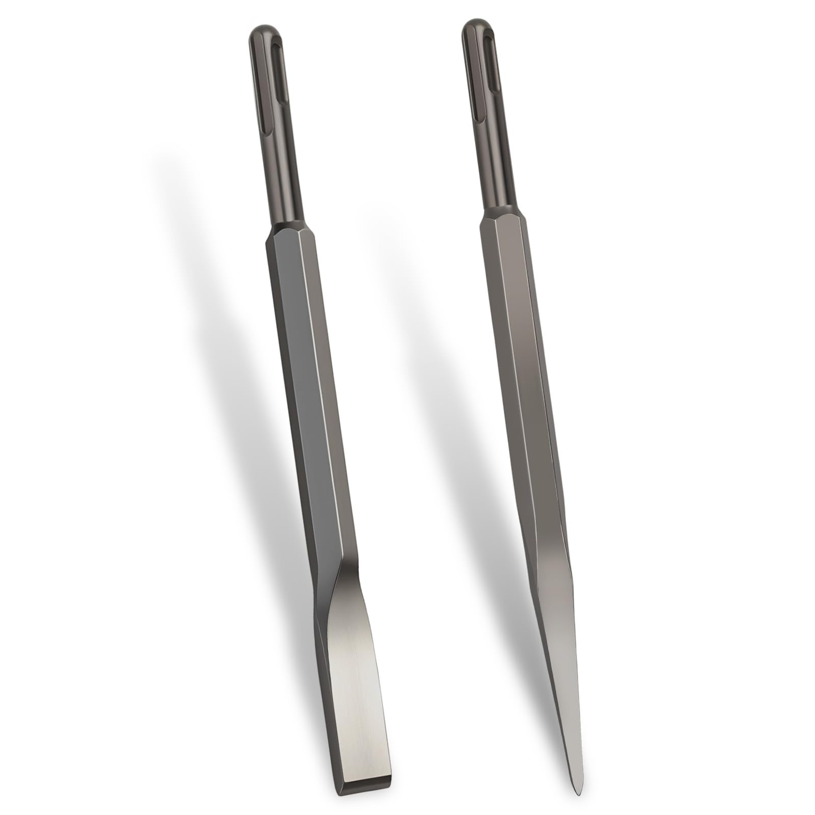 SDS-PLUS Chisel Set of 2 14 x 230 mm Flat Tip Super Hard Steel Material SDS for Chiseling Work Concrete Brick Walls and Similar Surfaces