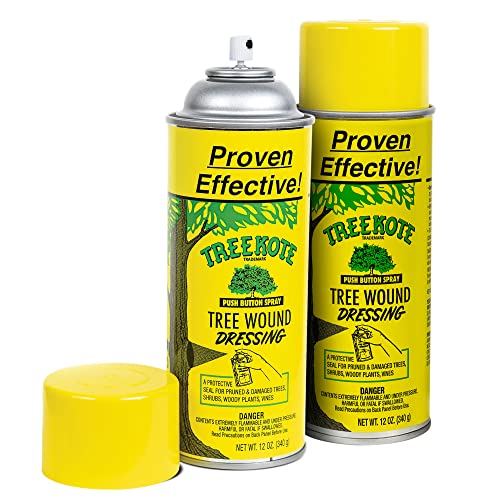 Treekote Tree Wound Dressing - 12OZ Aerosol Two Pack - Pruning Sealer Spray for Damaged Trees and Shrubs - Fast Acting Effective Tree Wound Sealer Spray - Prune Sealer Wound Repair for Bonsai Trees