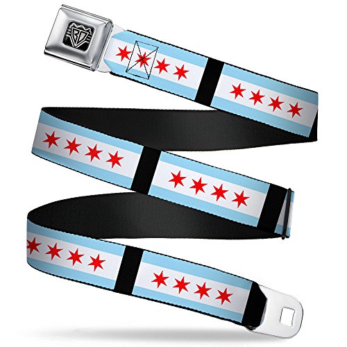 Buckle-Down Unisex-Adult's Seatbelt Belt Chicago Regular, Flags/Black, 1.5