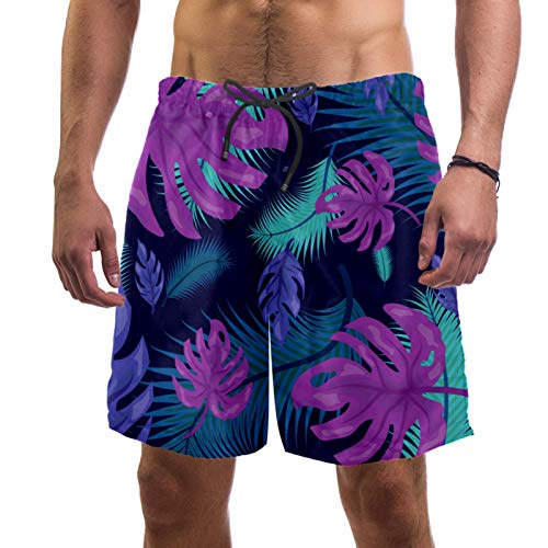 Short de bain pour homme grande taille motif tropical multicolore avec poches