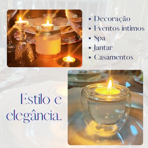 Kit de 50 mini Velas Decorativas Flutuantes sem Cheiro, Rechaud Branca, tea lights candles fondue Pr