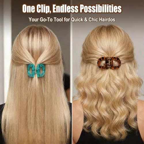 Image of 2 Pcs Hair Clutchers for Women, Magnetic Hair Clip, 2-in-1 Section Clips for Hair Styling, Daily Use and Professional Salon Clutcher Hair Accessories, Black Brown Print Hair Claw Clips (Checkered Pattern And Black)