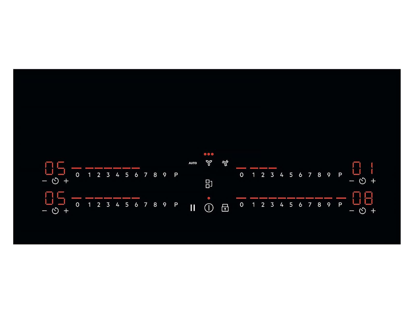 AEG CCE84543CB Induktionskochfeldabzug, 77 cm breit, 630 m³/h, Touchbedienung, OptiHeat Control, Timer, Kindersicherung, 3 Leistungsstufen + 1 Intensivstufen