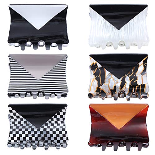 6 PCS Plastic Claw Hair Clips Geometric Jaw Barrettes Hair Accessory Non-Slip Grip Jaw Clips for Women Girls