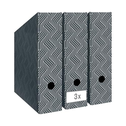 Leitz VON 3er Set Stehsammler A4 700 Blatt 100% Recyclingkarton Geometrisches Design Für Schule Studium und Haushalt Grau 3 Stück 61570085