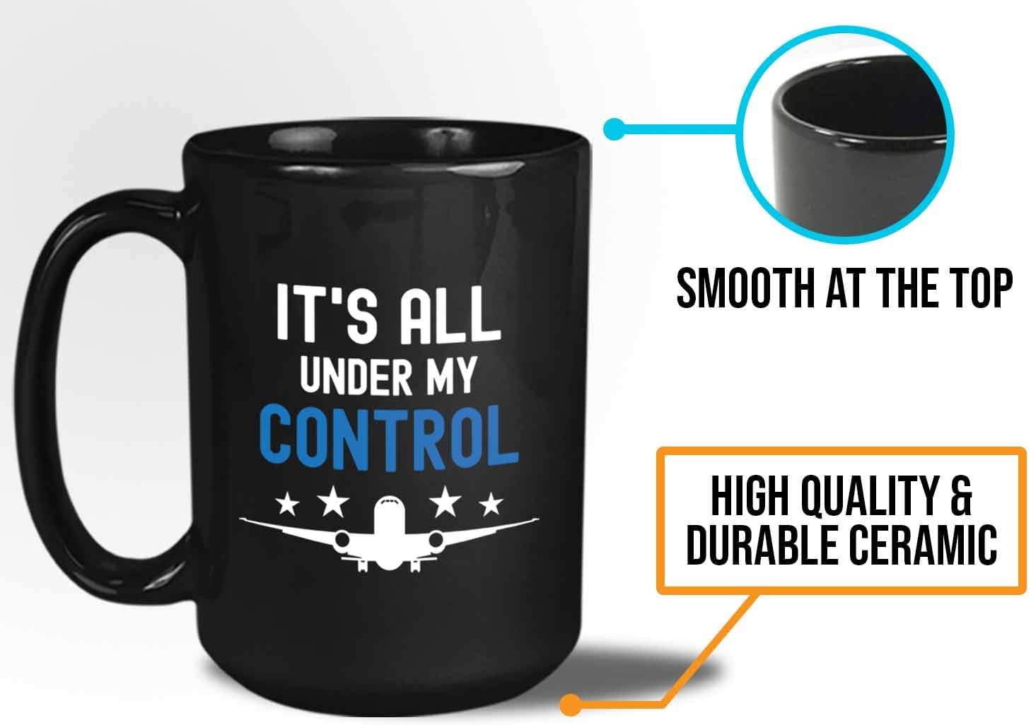 Bubble Hugs Aircraft Mechanic Coffee Mug 15oz Black - Under My Control - Flying Airline School Aviator Aircraft Maintenance Airplane Lover Pilot