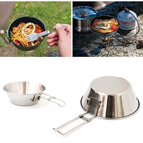 Walkretynbe Bowl & Camping EquipmentFoldable Stainless Steel Bowl Food Dish Container Camping Hiking Cooking Tool