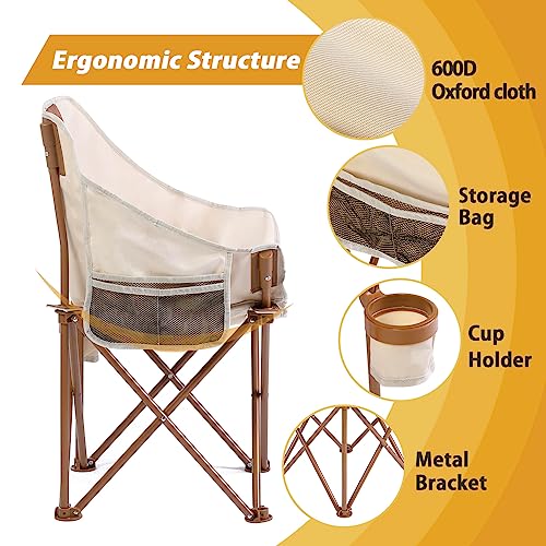 TOSAMC Folding Camping Chairs | Portable and Heavy Duty Camping Chairs with Cup Holders and Carry Bag, Support up to 400 lbs | Enjoy The Outdoors in Comfort（White） - Thumbnail 5