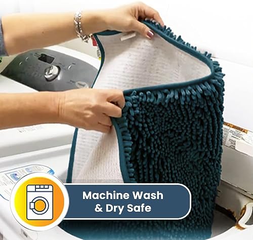 Muddy Mat® Shown on TV – Super Absorbent Door Mat Indoor, Microfiber Quick Dry Chenille Entryway Rug, Non-Slip Front Door Mat, Indoor Mats for Entryway, Machine Washable Pet Rug, Atlantic Blue 24"x36"
