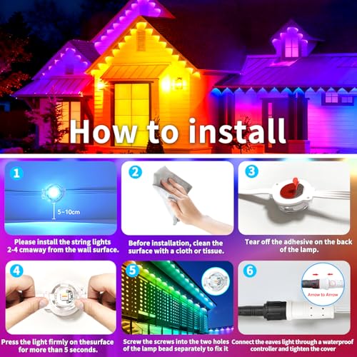 Luces exteriores permanentes RGB LED 60 pies Yocrostar miniatura 7