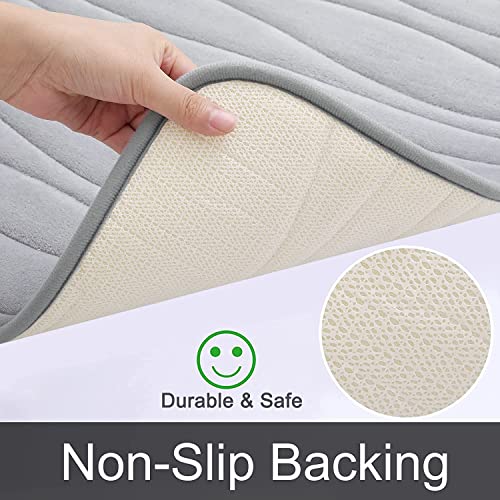 Buganda Memory Foam 2 Pieces Bath Rugs Set - Soft Non-Slip Thick Bath Mat And Contour Toilet Rug, Absorbent Washable Bathroom Rugs And Mats Set (24" X 20" + 32" X 20", Grey) #TOP4