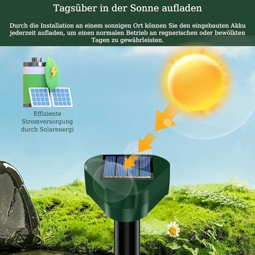 Dissuasori Per Topi, Ultrasuoni Per Topi Da Esterno, Repellente Per Talpe, Ultrasuoni Per Talpe, Dissuasori Per Serpenti, Dissuasore Solare Per Giardino E Campeggioi 4 Pezzi Verde - 3