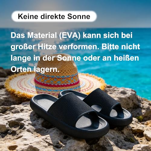 Donpapa Badeschuhe Damen Herren Weich Hausschuhe rutschfest Badeschlappen Leicht Sommer Dusche Indoor Outdoor Schlappen Flops Beige 250 4
