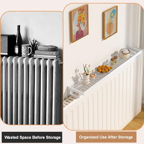 Étagère de radiateur métallique support amovible tablette bureau 60cm