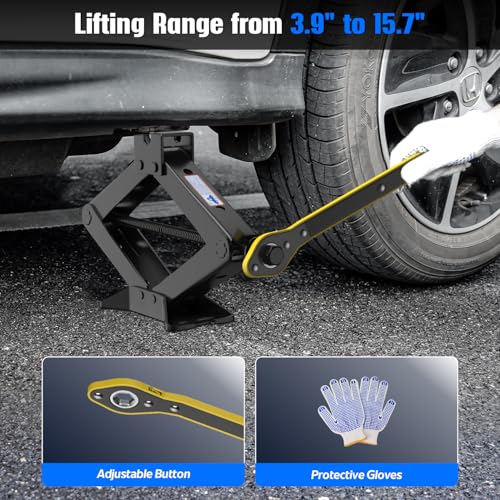 Image of Car Jack Kit, 3 Ton (6614 lbs) Scissor Jack for Car, SUV, MPV