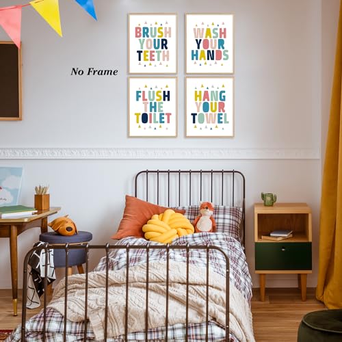 Image of Boat Wades Bathroom Kids Decor Wall Art Unframed,Bathroom Wall Decor Kids 8x10 Inches Set Of 4,Colorful Kid Toilet Posters Prints Pictures