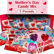 MOTHERS DAY BULK CANDY MIX, 5 Lbs, Individually Wrapped Pink and Red Candy Assortment, Heart Lollipops, Heart Fruit Snacks, Addressable Licorice and More, Variety Pack for Mothers Day Candy Gift