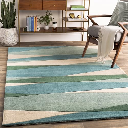 Mark&Day Wool Rugs, 6x9 Mulhouse Modern Sea Foam Area Rug,