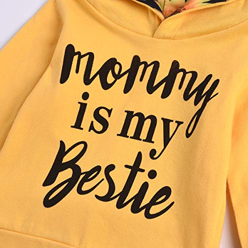 Duanyozu Baby Girl Hoodie Sweatshirt Pullover Sweater Hooded T-Shirts Sweat Pants Fall Winter Outfit Clothes Set (Mommy Is My Bestie Sunflower, 18-24 Months) #TOP3