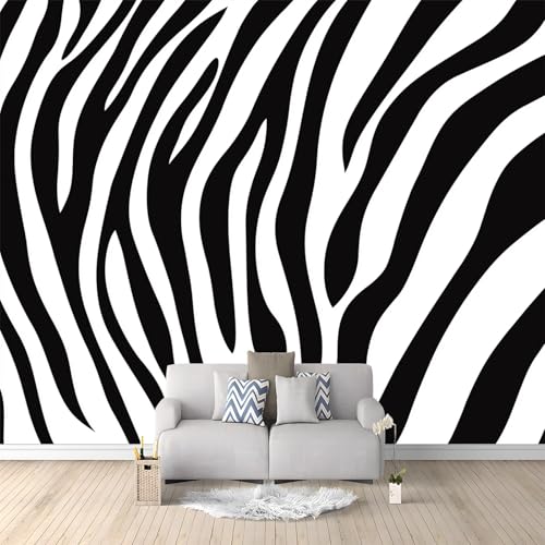 Papel pintado fotográfico impreso Piel de cebra simple Papel pintado fotográfico de tejido no tejido 250 x 175 cm arte fotográfico pared de Blanco pintado de pared imagen de pare