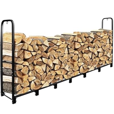 zukakii 8FT Firewood Rack Outdoor, Heavy Duty Adjustable Metal Firewood Log Holder Wood Pile Stacker Lumber Organizer for Fireplace Wood Storage Outdoor Indoor