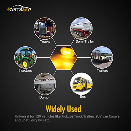 Partsam 2Pcs [Dot Certified] Amber 4 Inch Led Trailer Rv Camper Side Marker Clearance Lights Lamps 6 Diodes With Reflex Lens Surface Mount Reflective 2X4 Rectangle Truck Marker Lights Front Rear #TOP7