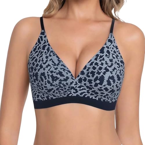 Sujetador sexy para mujer, estampado de leopardo, ropa interior push-up, cuello de pico, sujetador clásico, fitness, yoga, sujetador, cómodo, diario, ropa interior, Negro , 38