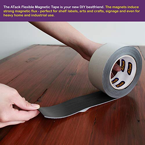 ATack Magnetic Tape Strip Roll, 2-Inch x 10-Foot, Self-Adhesive, Peel and Stick on Double-Sided Magnet Strips for Fridge, Crafts and DIY Projects - Thumbnail 6