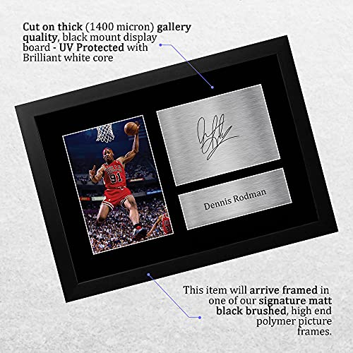 HWC Trading Dennis Rodman Chicago Bulls Gifts Printed Signed Autograph Picture for American Rules Football Memorabilia Fans - A4 Framed - Image 3