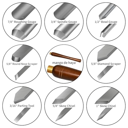 Miniatura 3 de Deefiine 8 Piezas Hss Herramientas Torneado Madera Torno Cincel Kit Con Mango De Haya