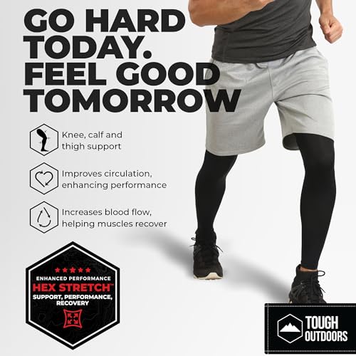 Tough Outdoors Compression Leg Sleeves - Full Leg Compression Sleeve for Men & Women, UV Leg Sleeves - Cycling Leg Warmers2