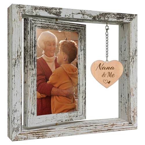 soruney Nana Picture Frame 4x6 Rotating Double Sided Wooden Gift