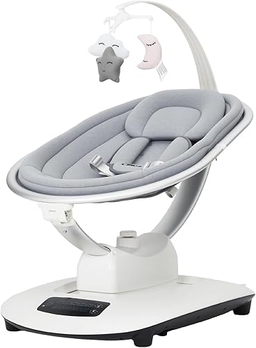 Columpios de bebé para bebés a niños pequeños, columpio eléctrico para bebés con 5 movimientos relajantes y ajustes de velocidad, control remoto,