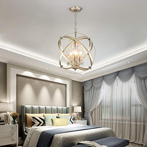 Maxax 4-Light Crystal Chandelier Pendant for Kitchen, Dining, Living Room - Champagne Gold