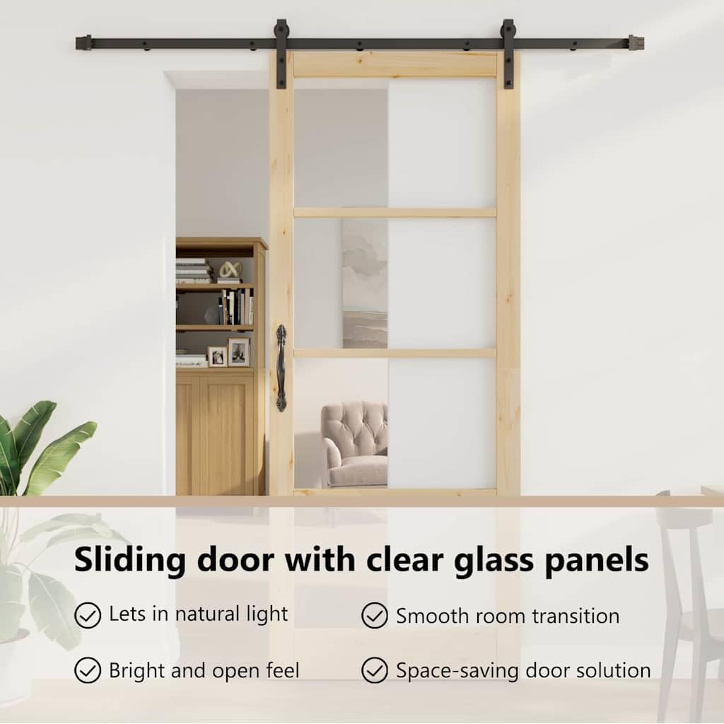 vidaXL Drzwi przesuwne Inny ORKDAL Brązowy 93 x 232 cm | Zrobione z drewna i metalu, żeby długo służyły, Proste i eleganckie, pasują do każdego współczesnego wnętrza,