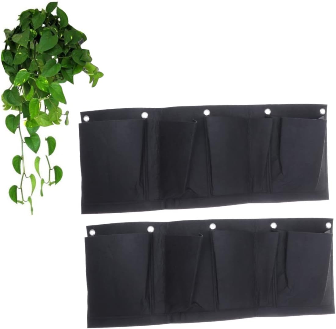 BESPORTBLE Hanging Basket for Plants 2pcs 4 Pockets Wall-Mounted Grow Bag Wall Planters for Vertical Garden Planter