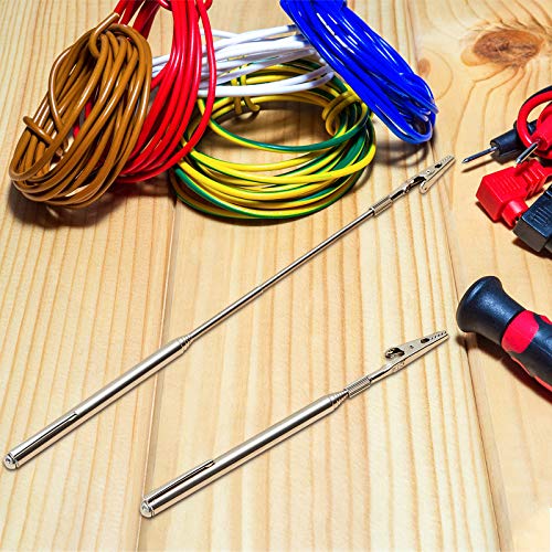 Image of Mudder 2 Pcs Telescoping Clip Telescopic Metal Wire Clamp with Pen Bracelet Helper Tool Extendable for Mechanics Automobile Repair Jewelry Fix Range 8.27-36 inch