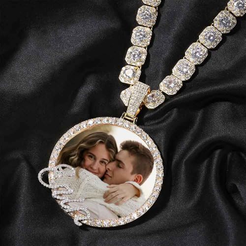 LATEEFAH Circle Chain Large Custom Photo Necklace Personalized Picture Pendant Necklaces for Men, Women Customized Memorial Photo Pendant4