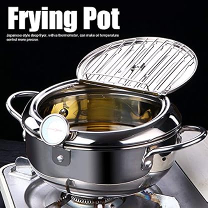cigemay Tempura-Friteuse, Mini-Edelstahl-Friteuse, temperaturgesteuerter Haushalt im japanischen Stil, geeignet für Induktionsherd(24CM) – Bild 3