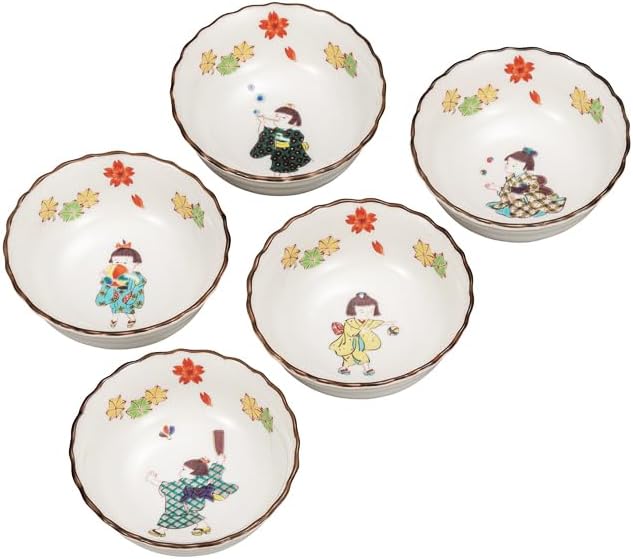 Nakamaru K9-202 "Kyutani Ware" No. 4 Small Bowl Set, Straw