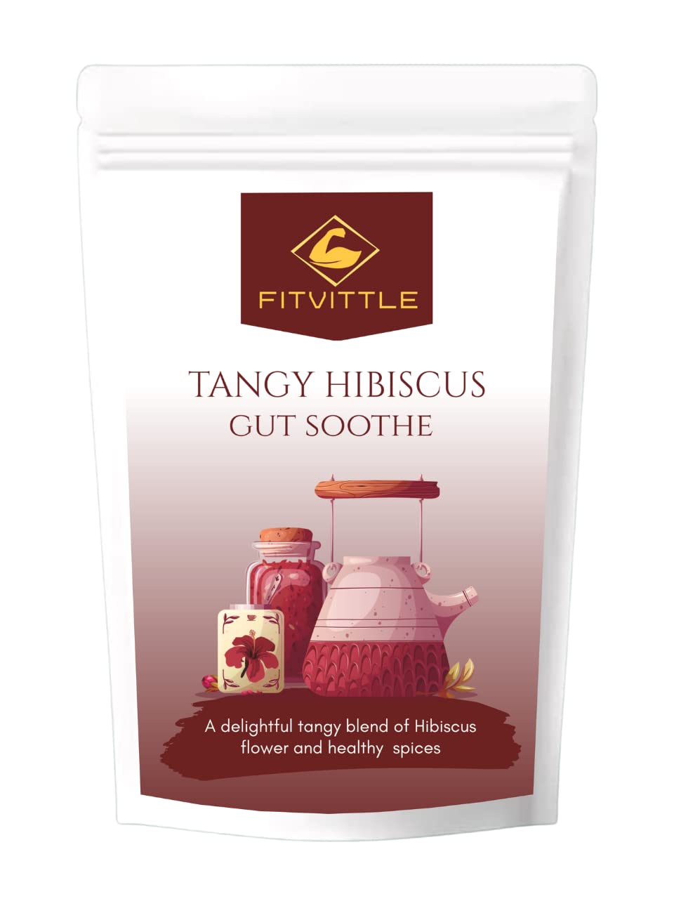 FITVITTLE Tangy Hibiscus Gut Soothe tea | Digestive | Red tisane | Hibiscus,Rock salt,Pipli,Black pepper,Ginger,Cumin seeds,Lemon,Rock salt,Licorice,Saindhava lavana - 100g packet (B0C57GXDL7) Amazon Price History, Amazon Price Tracker